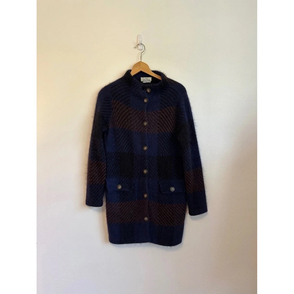 Wallace Fuzzy Plaid Longline Cardigan Sweater | Size‎ XS